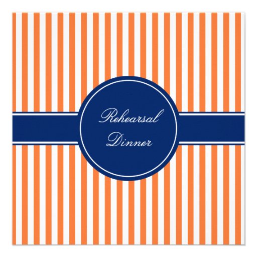 Monogram Orange and White Stripes with Royal Blue Custom Announcement