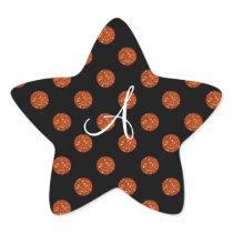 Monogram orange glitter polka dots star sticker