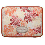 Monogram Orange Red & Cream Flowers Retro MacBook Pro Sleeve