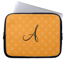 Monogram orange snowflakes laptop sleeves