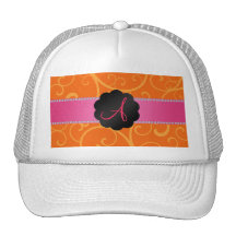 Monogram orange swirls trucker hats