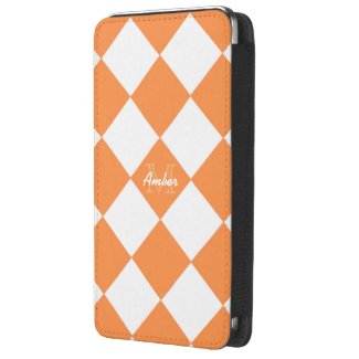 Monogram Orange & White Diamond Smartphone Pouch