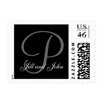 Monogram P and First Names Postage Black and Grey