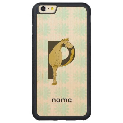 Monogram P Flexible Horse Personalised Carved® Maple iPhone 6 Plus Bumper Case