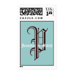 Monogram P Wedding Names Aqua Espresso Postage