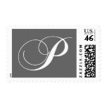 Monogram P Wedding Postage Stamps Charcoal
