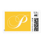Monogram P Wedding Postage Stamps Yellow