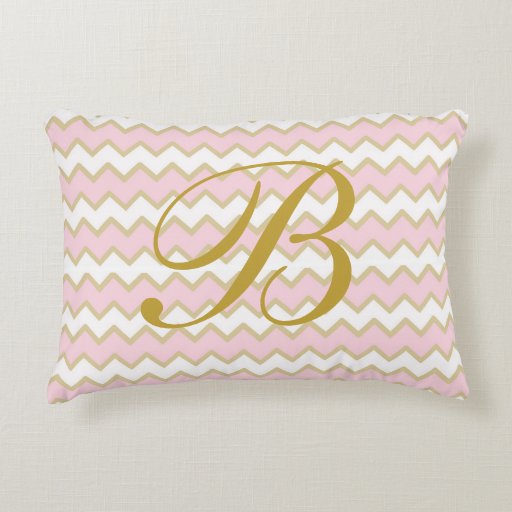 Monogram Pastel Baby Pink Gold Chevron Girl Decorative Pillow Zazzle