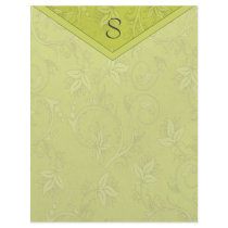Monogram Pea Green Floral Personalized Letterhead