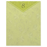 Monogram Pea Green Floral Personalized Letterhead
