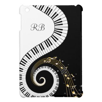 Monogram Piano Keys and Musical Notes iPad Mini Covers