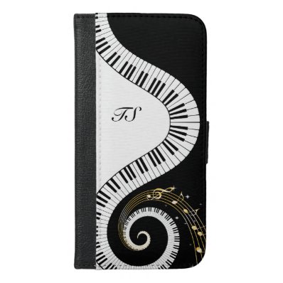 Monogram Piano Keys and Musical Notes iPhone 6/6S Plus Wallet Case