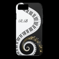 Monogram Piano Keys and  Musical Notes iPhone 7 Case