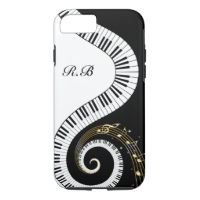 Monogram Piano Keys and  Musical Notes iPhone 7 Case
