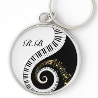 Monogram Piano Keys and Musical Notes Key ring Keychains
