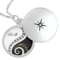 Monogram Piano Keys and Musical Notes Sterling Si Necklaces