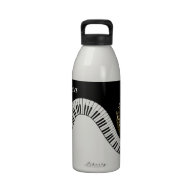 Monogram Piano Keys and Musical Notes Water Bottle