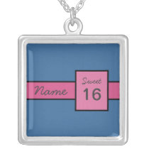 Monogram - Pink and Blue - necklace