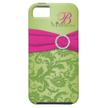 Monogram Pink and Green Damask iPhone 5 Vibe iPhone 5 Case