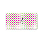 Monogram pink and green polka dots personalized address label