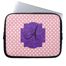Monogram pink and white polka dots laptop sleeve