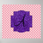 Monogram pink and white polka dots print