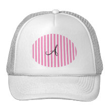 Monogram pink and white stripes trucker hat
