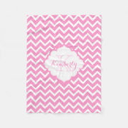 Personal name Monogrammed Pink And White Zig zag Chevron monogrammed blankets