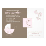 Monogram Pink Baby Carriage Shower Invitation