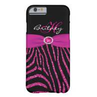 Monogram Pink, Black Glitter Zebra iPhone 6 case