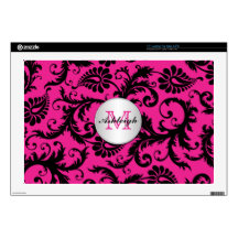 Monogram Pink, Black, Silver Damask Laptop Skin
