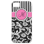 Monogram Pink Black White Striped Damask iPhone 5 iPhone 5 Cover