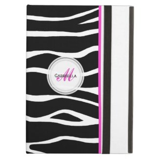 Monogram: Pink Black White Zebra iPad Case