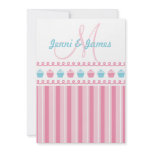 Monogram Pink Blue Cupcake Wedding Invite