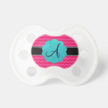 Monogram pink chevrons pacifier