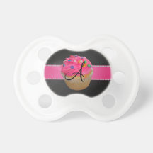 Monogram pink cupcake baby pacifier