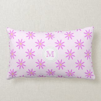 Monogram: Pink Daisy Throw Pillow