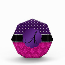 Monogram pink damask purple diamonds acrylic award