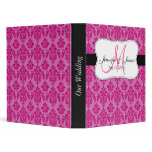 Monogram Pink Damask Wedding Planner Binders
