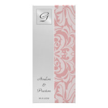 Monogram Pink  Damask Wedding Program Invitation