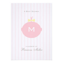 Monogram Pink Girl Baby Shower Invitation
