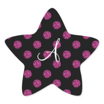 Monogram pink glitter polka dots star sticker
