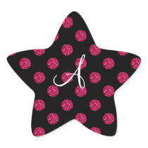 Monogram pink glitter polka dots sticker