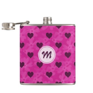 Monogram: Pink Heart Flask