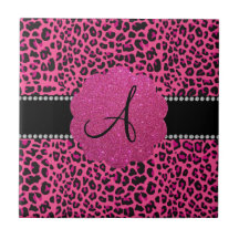 Monogram pink leopard ceramic tiles