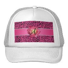 Monogram pink leopard pink rose hats