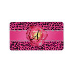 Monogram pink leopard pink rose labels