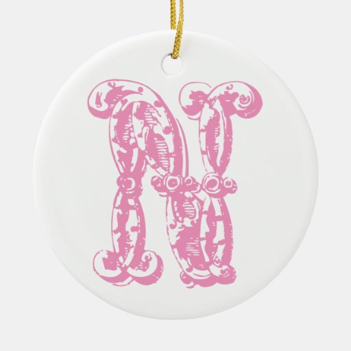 monogram pink letter n christmas ornament zazzle monogram pink letter n christmas ornament zazzle