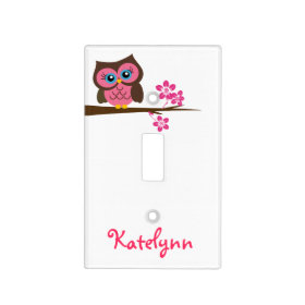 Monogram Pink Owl Light Switch Plate Covers