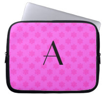 monogram pink snowflakes computer sleeve